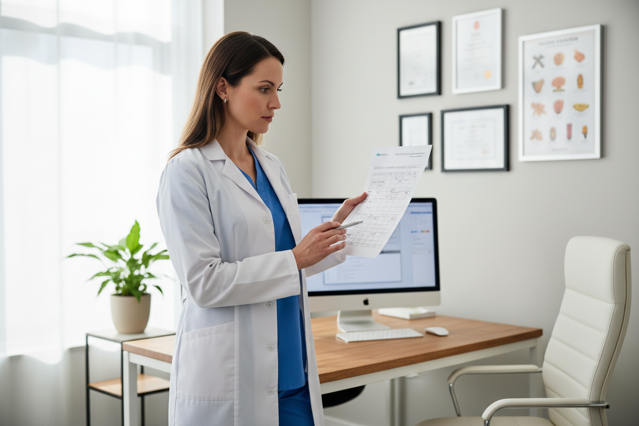 physician reviewing allergy test